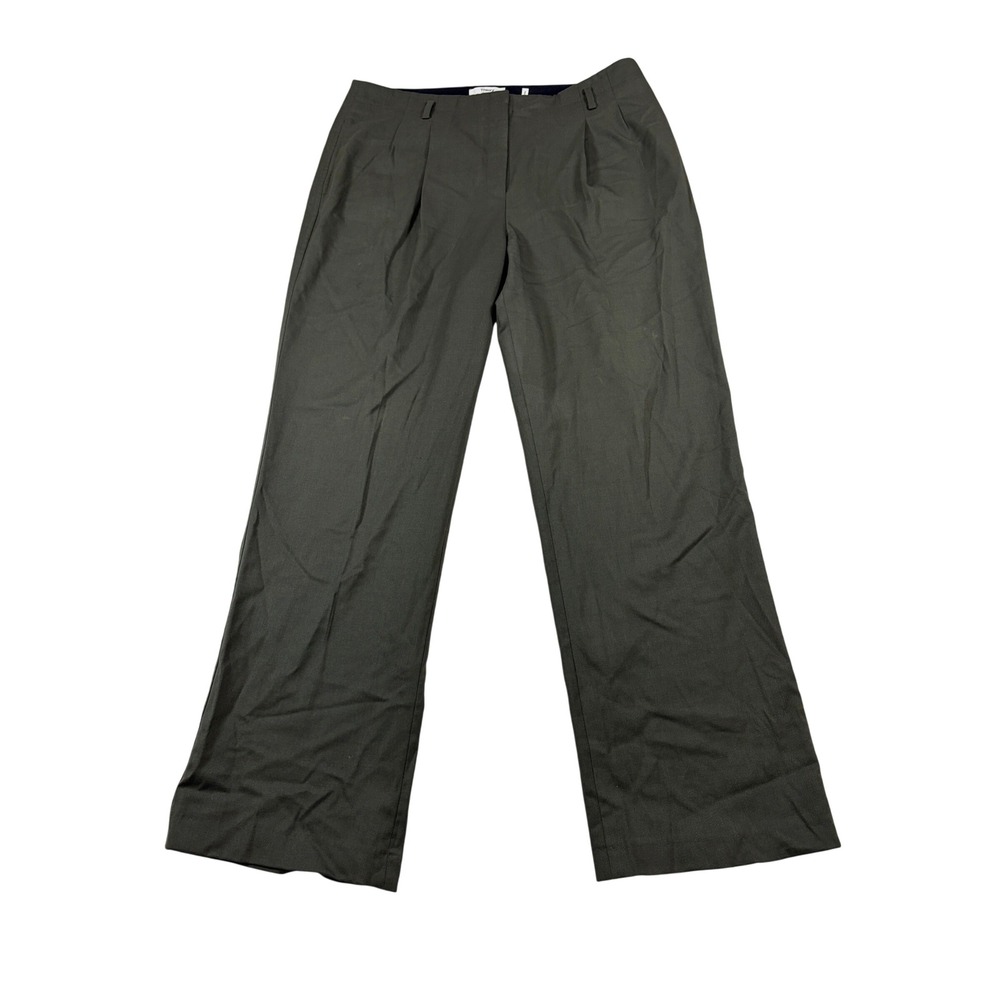 Theory Project Olive Green Pleated Wide Leg Trousers Size 12 Lucas Ossendrijver